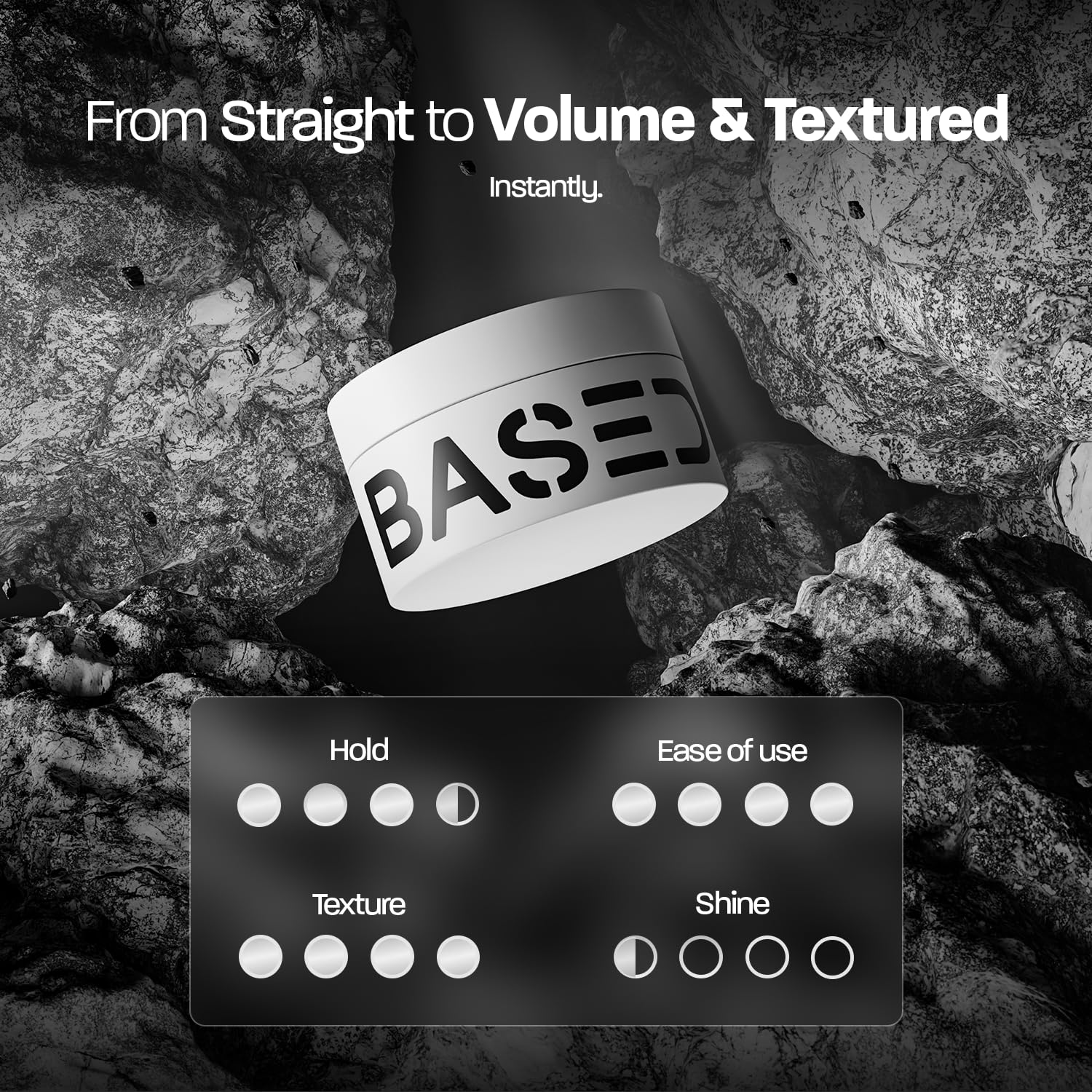 BASED Hair Clay for Men, Premium Hair Clay with Strong Hold, Texturizing Finish, & Low Shine, Hair Styling for Medium, Thick, Straight, or Wavy Hair, Santal Sandalwood Fragrance (3oz Pack of 1)