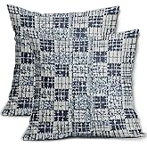 Aytipun Navy Blue Grey Gray Pillow Covers 18x18 Set of 2 Abstract Plaid Pattern Decorative Outdoor Pillowcases Farmhouse Throw Cushion Case Couch Sofa Bed Decor