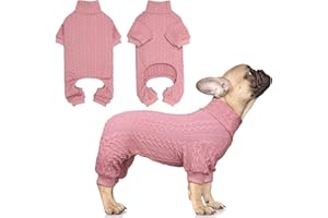 JAMKTEPAT Dog Sweater Turtleneck Knitted Pet Clothes Solid Color Puppy Sweater Warm Dog Sweaters for Small Dogs(Pink&S)