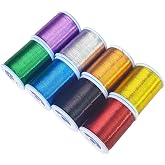 Aventik Metallic Fishing Rod Wrapping Thread for Guide Replacement | Rod Building 500D/100YDS 8PCS Metallic Nylon Thread Fishing Rod Building Supplies