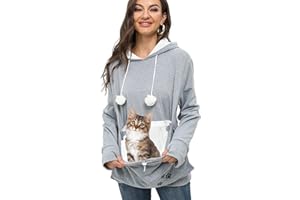 Erbacan Pet Carrier Hoodie-Cat Pouch Sweatshirt-Pullover Hoody Kitty Carrying Holder Kangaroo Breathable Unisex Hoodies