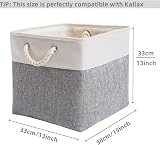 Mangata Canvas Storage Boxes 33x38x33cm Set of 4 Grey White Large Foldable view 4