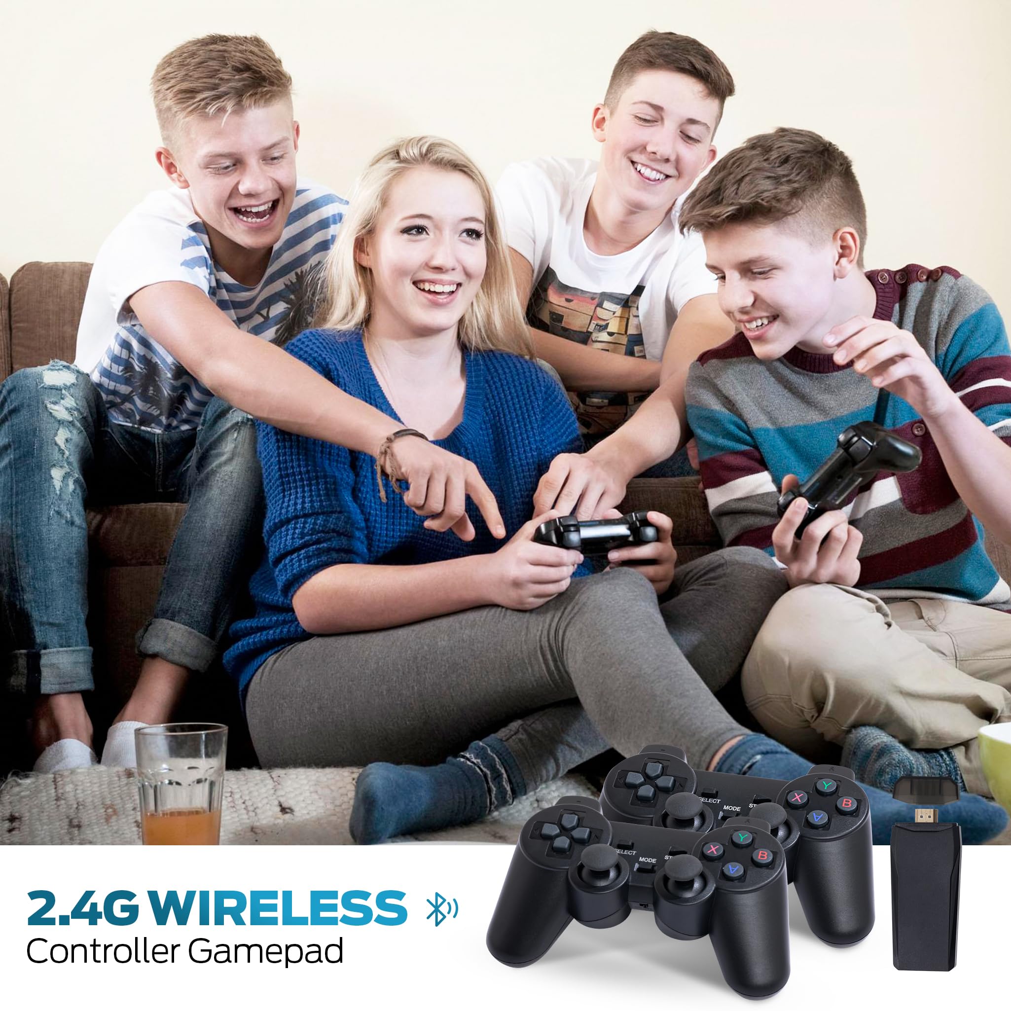 MSCFIT Retro Game Console, Plug & Play TV Gaming Console with 20,000 Built-in Games, 64GB, 4K HDMI Output, 9 Iconic Emulators, 2.4G Wireless Controllers, Dark