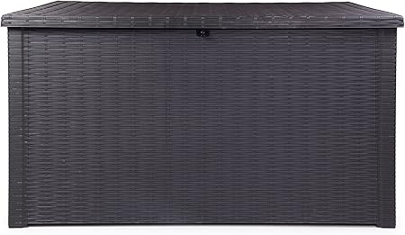 Ondis24 Rumba Kissenbox Xxl Auflagenbox Anthrazit 870 Liter Rattan Optik Mit Gasdruckfedern Ca 146 X 82 X 86 H Cm Amazon De Garten
