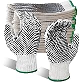 GSAFEME Safety Work Gloves 12 Pairs Cotton with Anti-Slip Grip Dots for Construction,Warehouse Lifting,House Moving