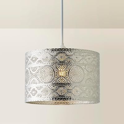 MiniSun Moroccan Style Silver Chrome Ceiling Pendant Shade 300mm