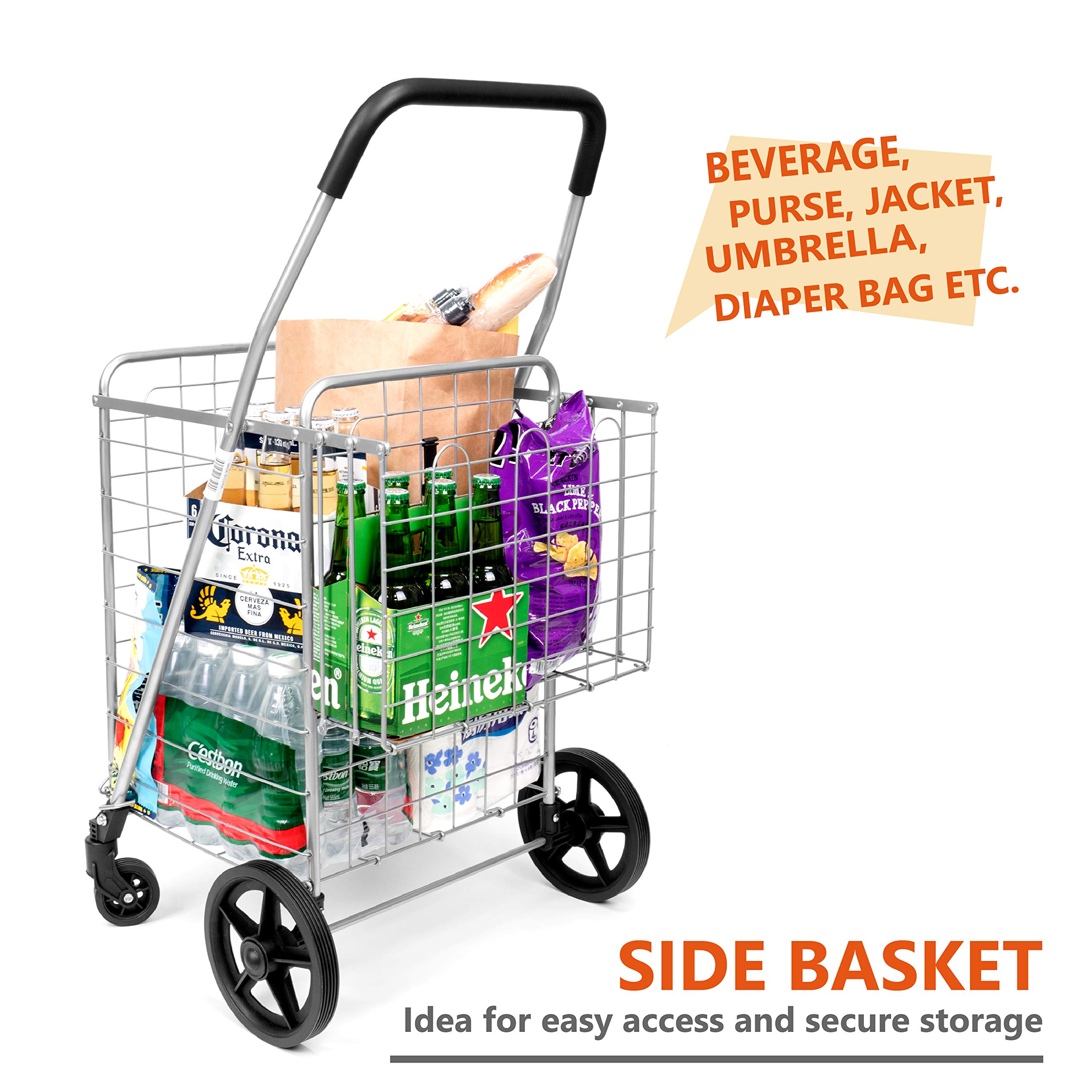 Durable-Utility-Folding-Shopping-Cart-Supenice-SN7503SN7504-Double-Basket-Mesium-Size-Swivel-Wheels-65-lbs-Capacity-Multipurpose-Trolley-Dolly-Suitable-with-Laundry-Shopping-Grocery