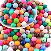 Sunrony Mixed Color Random 150PCS 15mm Silicone Beads for Keychain Making, Multicolor Round Silicone Beads for Pens and Necklace Bracelet Crafts Making