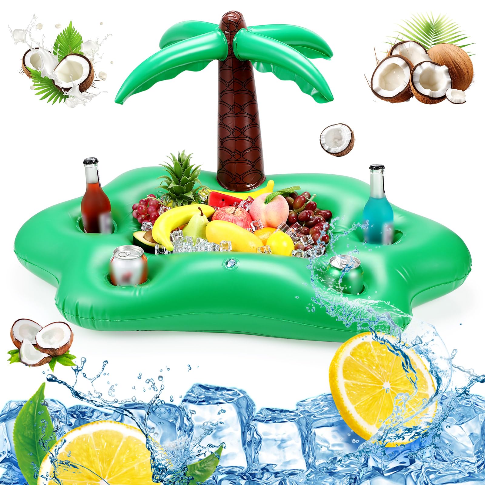 Photo 1 of FillTouch Floating Drink Holder for Pool, Floating Cabana Bar, Hot Tub Drink Holder for Adults, Inflatable Pool Accessories(Coconut Tree)