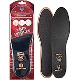 HANDARTE Premium Leather Shoe Insoles | Thin Shoe Inserts for Men/Women | Dress Shoe Insoles - Durable - 100% Natural Goatskin & Anti Sweat - Suitable for No-Socks (US W9.5/M8 | EU41)