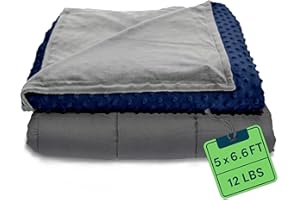 Quility Weighted Blanket for Kids & Toddlers - 12 LB Queen Size Kids Weighted Blanket for Cooling & Heating - 100% Cotton Blanket w/Glass Beads, Machine Washable - 60"x80", Navy