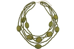 Coiris Multi Color 5 Layers Wood Beads Strand Statement Necklace for Women Chunky Collar (N0019)