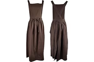 losofar Pleated Cotton Long Apron X Back Kitchen Garden Florist Work Clothes Bib Dress