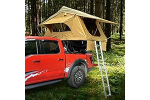 TopAutoGear Rooftop Tent for SUV & Truck Camping, Soft Shell Roof Top Tent, Quick-Setup Design with Telescopic Ladder and LED Lighting for 2-3 Person Family Adventures