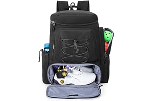 GOBUROS Pickleball Paddle Bag for 4 Rackets with Fence Hook, Pickleball Equipment Backpack with Shoe Compartment for Men Wome