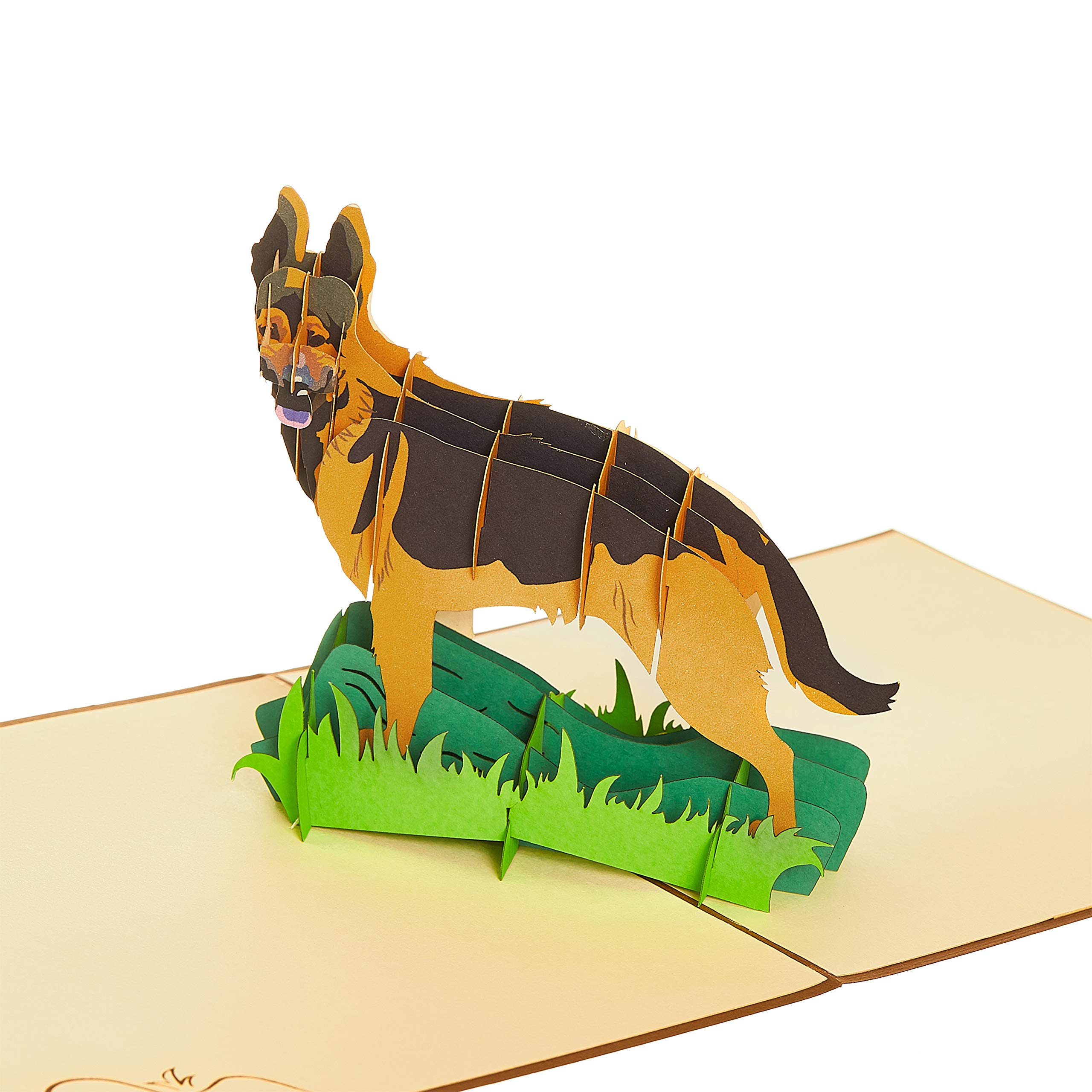 Rykamia German Shepherd Pop Up Card, 6x6 inches, 3D Dog Birthday Card, Get Well, Congratulations Card, Thank You, Anniversary, Just Because, Christmas, Card For Friend, Mom, Wife, Dad, Husband, Family