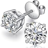Jiamiaoi Stud Earrings Screw Back Sterling Silver Cubic Zirconia Stud Earrings Set 4 Millimeters-8 Millimeters Nickle Free Hypoallergenic Earring Studs