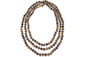 MGR MY GEMS ROCK! 8MM 60 Inch Matte-Finish Genuine Semi-Precious Stone Endless Infinity Opera Length Hand Beaded Mala Chakra Long OR Multi-strand Multi-wrap Necklace for Women or Men.