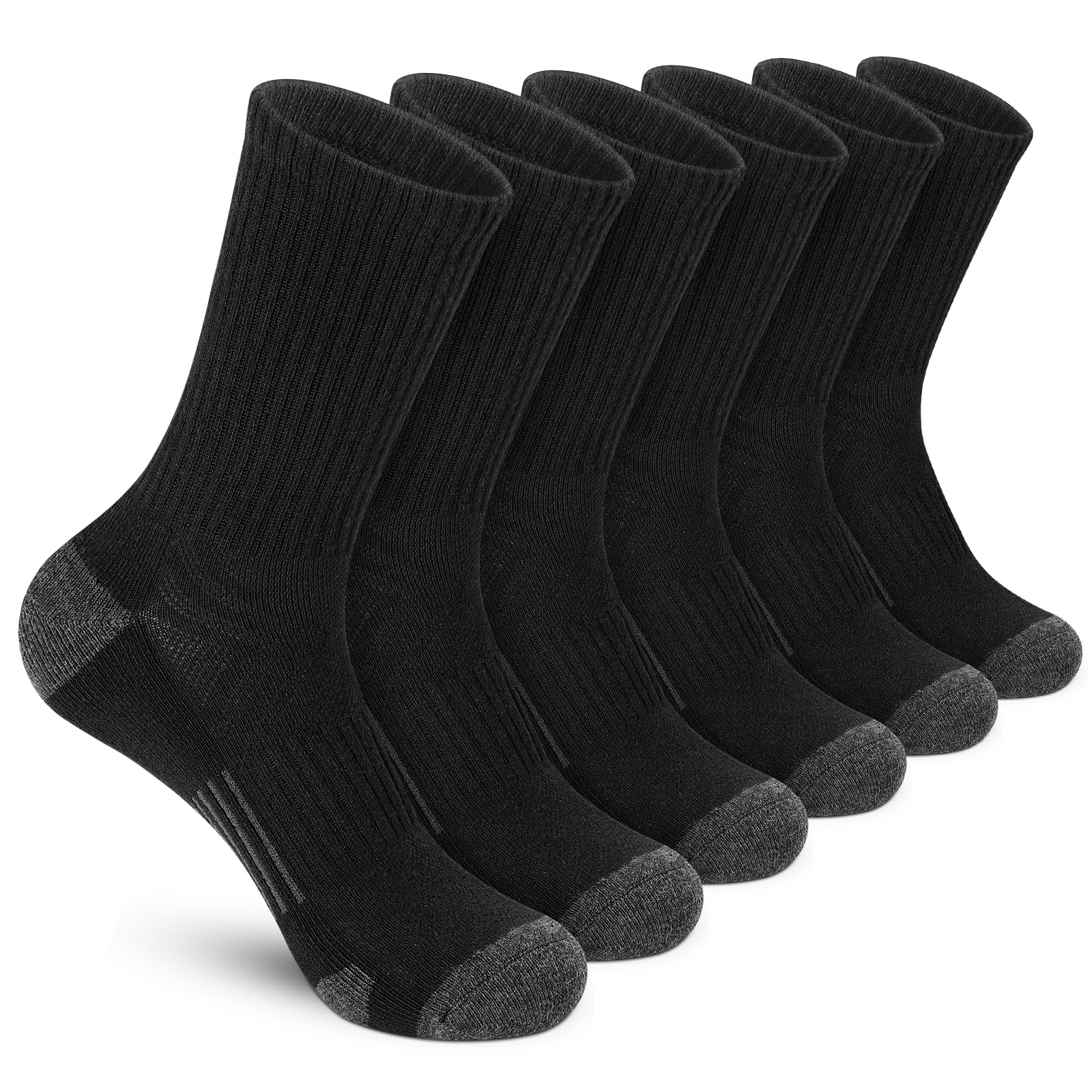 Photo 1 of ***5 PAIRS*** Felicigeely Athletic Crew Socks Cushion Running Socks Performance Breathable Sports Socks for Men (US, Numeric, 6, 9, Regular, Regular, Black)