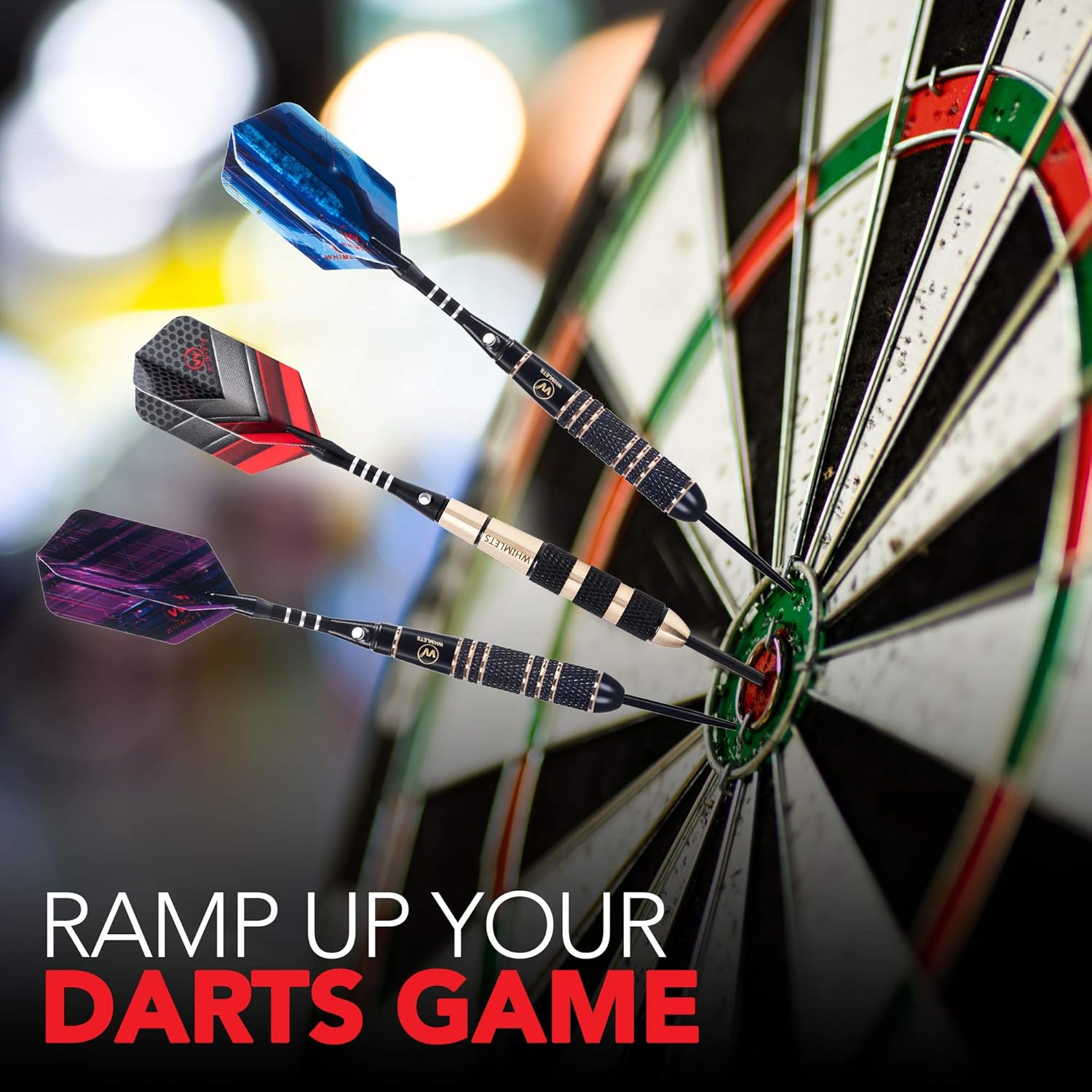 Whimlets Steel Tip Darts Set - Professional Darts Steel Tip for Dartboard with Brass Barrels and Extra Aluminum Shafts, O-Rings, Flights + Dart Tool and Sharpener + Gift Case : Sports & Outdoors