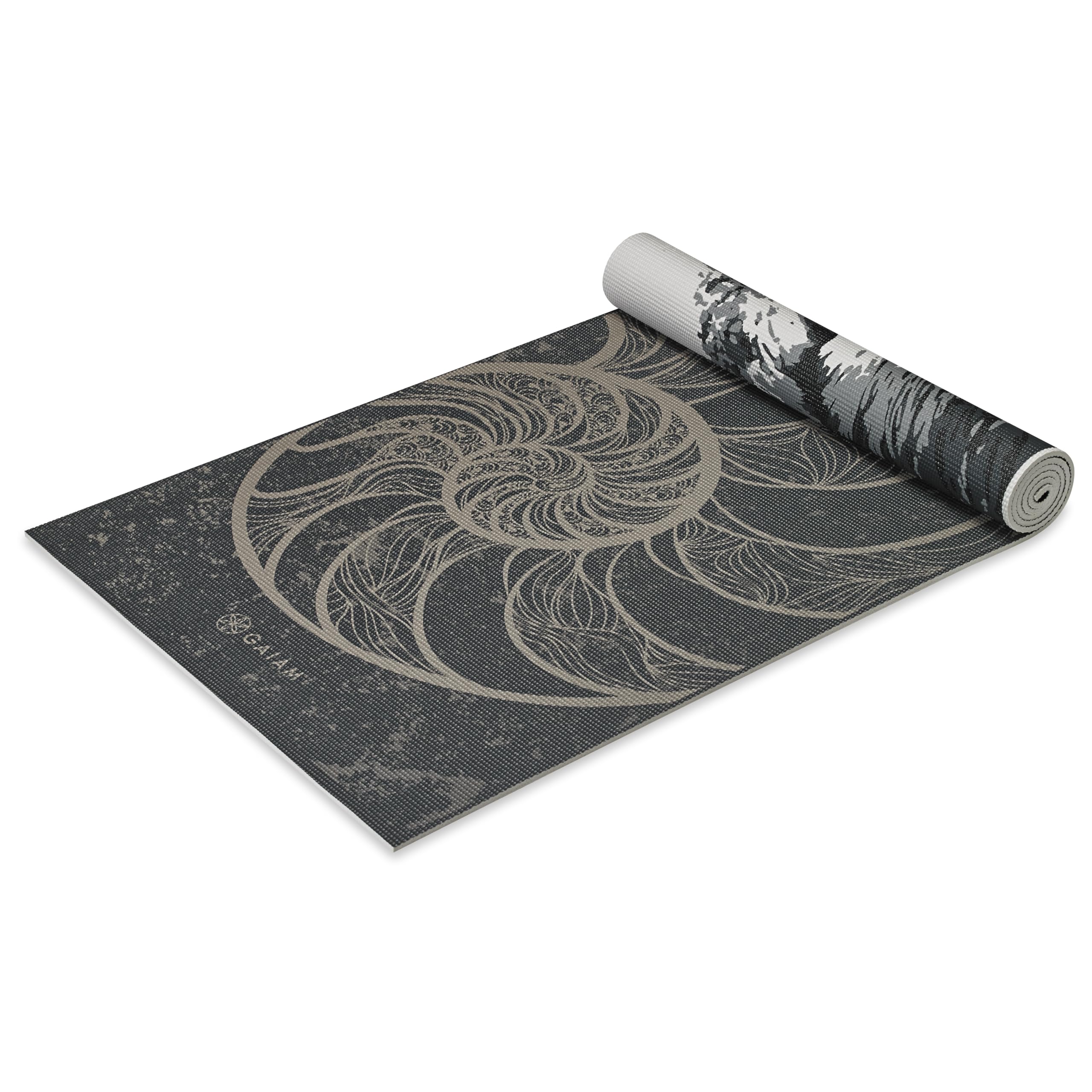 Gaiam Premium Print Reversible Yoga Mat, Spiral Motion, 6mm — image 1