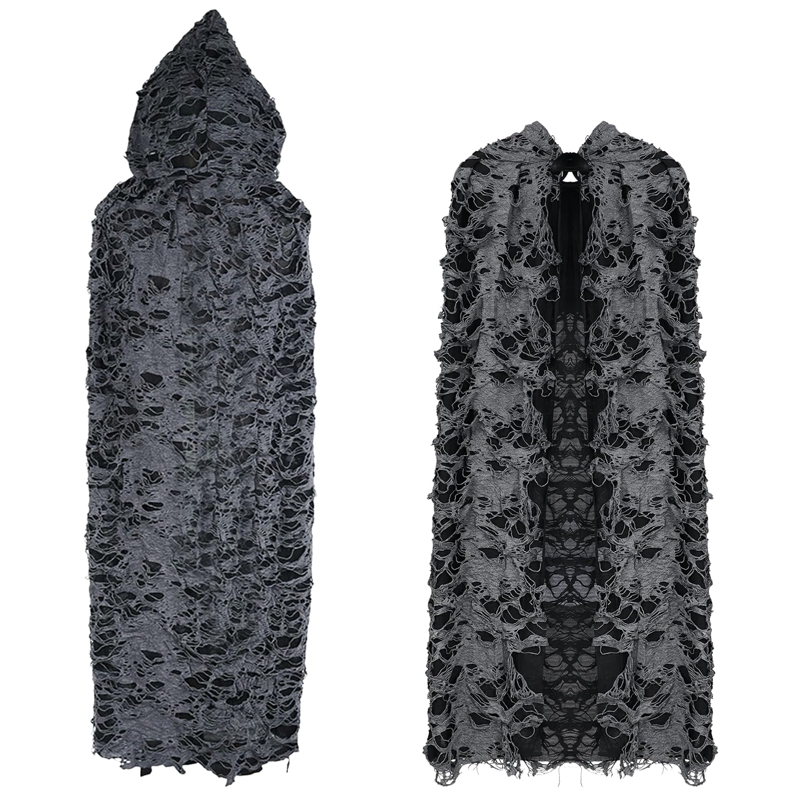 XGOPTS Adult Costume Ragged Cape Halloween Black Distressed Ripped Cloak Black Vintage Distressed Cutout Cape Full Length Cosplay Party Costume Witch Wizard Poncho Robe For Theatre Stage Cosplay