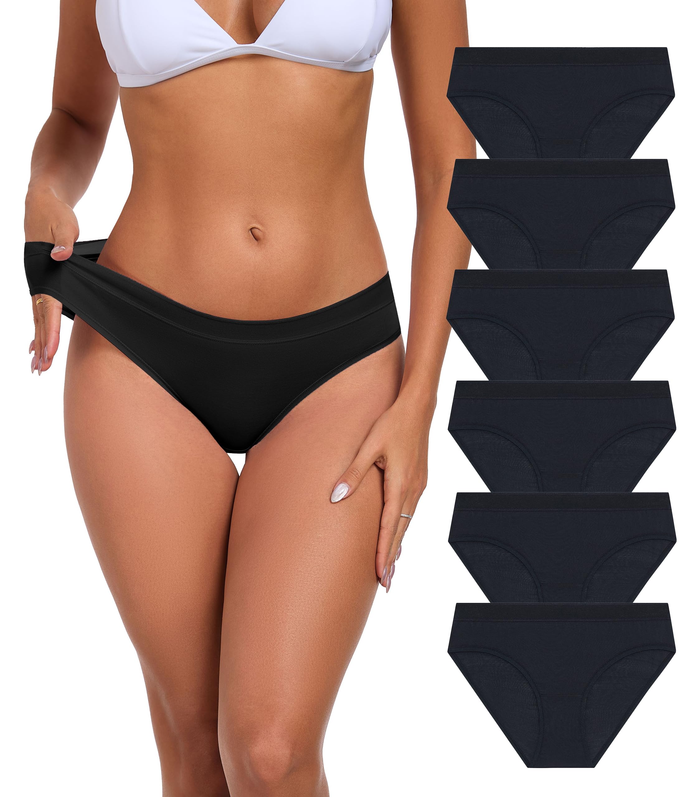 Photo 1 of ANLIQI Modal Underwear Supersoft Hipster Panties for Women Pack Breathable & Stretch Bikini Underpants Comfortable Undies (6B,L)