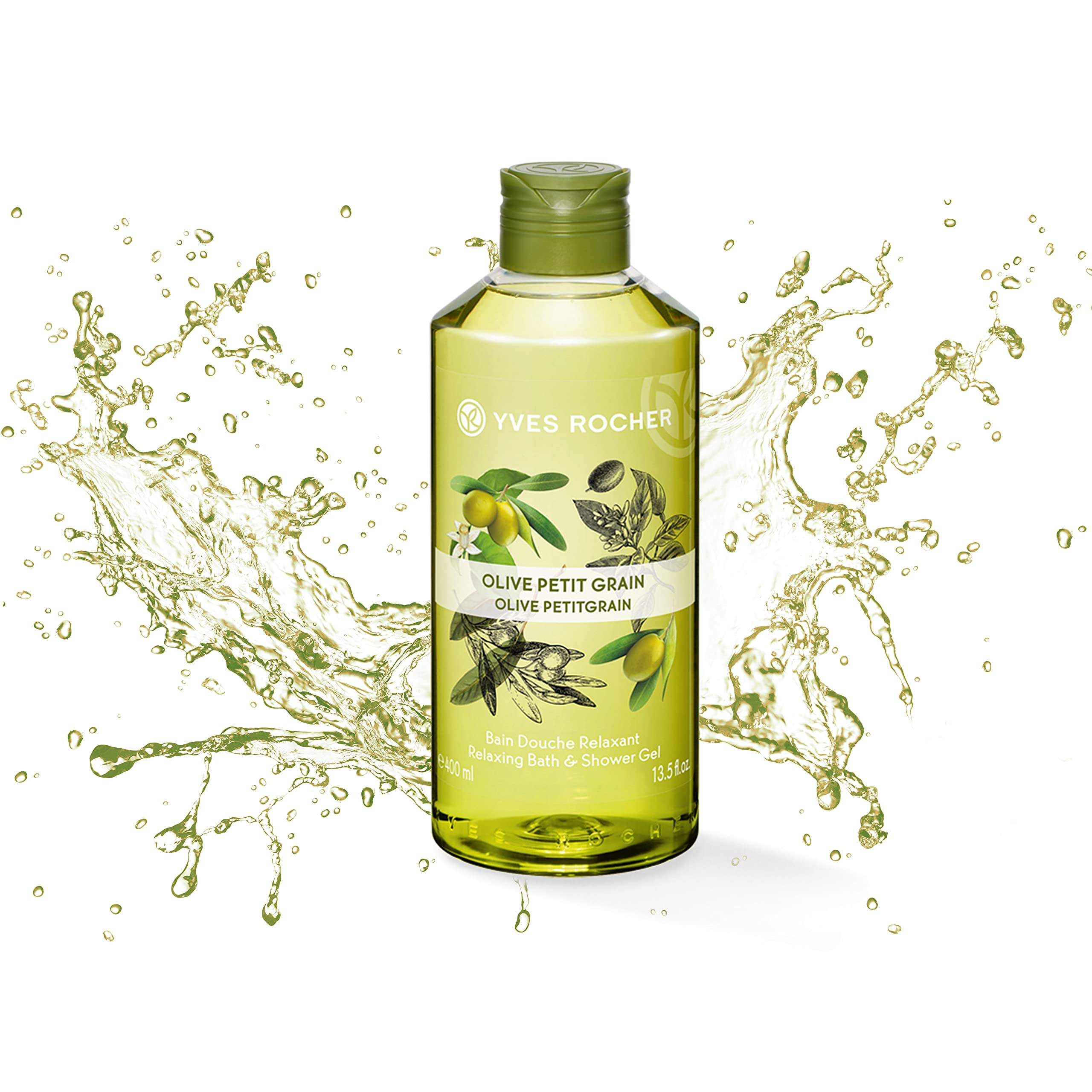 Yves rocher Relaxing Sensual,Bath & Shower gel New Packing 400 ML (Olive Petitgrain)