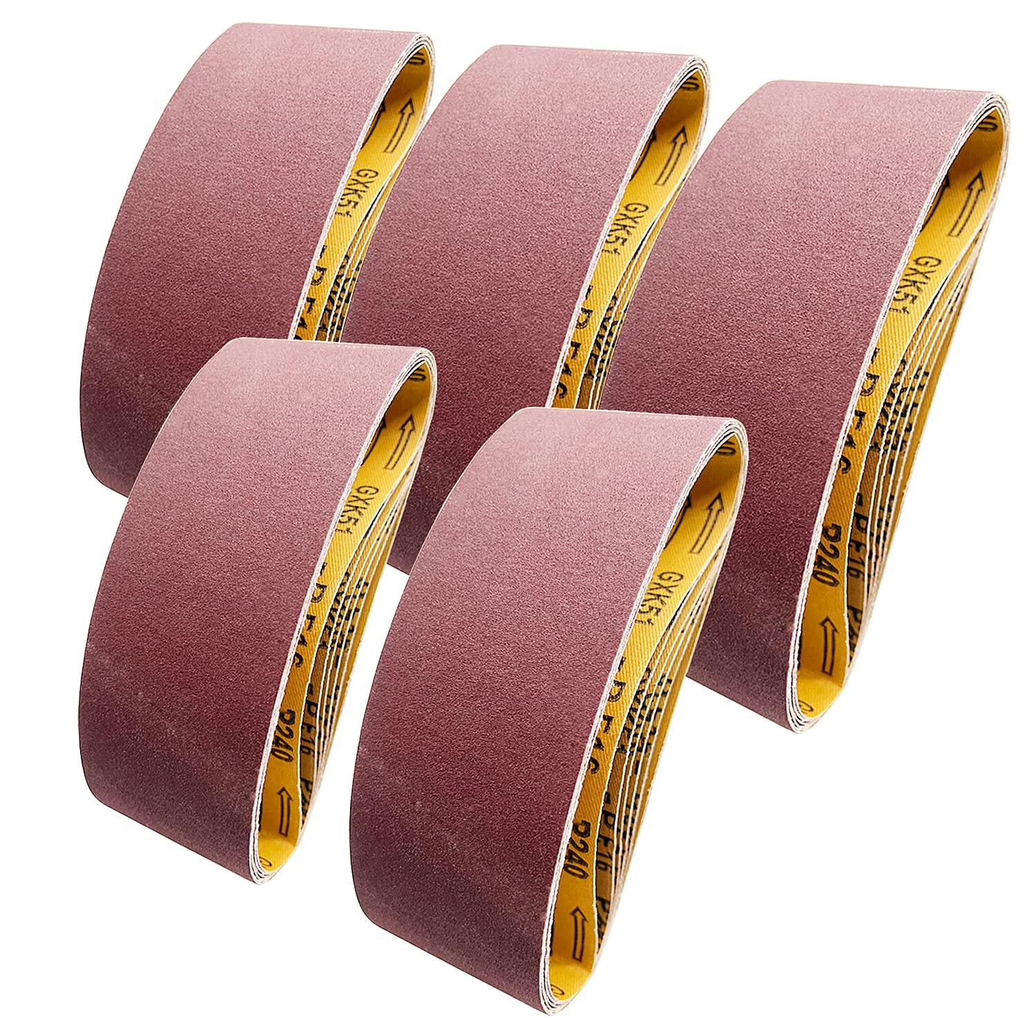 FEIHU 75 x 533mm Sanding Belt .80/120/150/240/400 Assorted Grits (3 for Each Grit),Sanding Belt for Stripping and Sanding Pack of 15 โ image 1