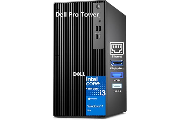 Dell Desktop Computers Pro Tower PC for Home and Business, 14th Gen Intel 4-Core Processor, 16GB DDR5 RAM, 512GB PCIe SSD, DisplayPort, HDMI, Support Dual Monitor, Windows 11 Pro | 14th Gen Intel 4-Core Processor, DisplayPort, HDMI, Support Dual Monitor, Windows 11 Pro for Home and Business