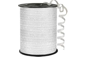 WUYUEJXI Silver Curling Ribbon, 500 Yard Glitter Silver balloon string, 1/5" ribbon curling for Present Wrapping, Balloon Ribbon, Birthday, Party, Festival, Florist Flowers Decoratio, Art Craft