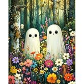 bleihum Halloween Paint by Numbers Kit for Adults 16x20inch | Ghost Adult Paint by Number Kits on Canvas, Flower Acrylic Oil Painting by Numbers for Beginner Wall Decor Gift