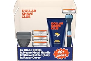 Dollar Shave Club | The Member Exclusive Shave Set | 4 Swift Rinse Refill Cartridges, 1 Handle (Blue), 1 Shave Butter 3 ounce, 1 Razor Cover, Razors for Men