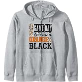 On Gameday Football We Wear Orange And Black School Spirit Zip Hoodie