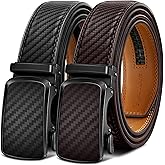 BULLIANT Men's Ratchet Belt 2 Pack-Click Leather Belt Adjustable for Men Gift 1 3/8-Cut for Perfect Fit