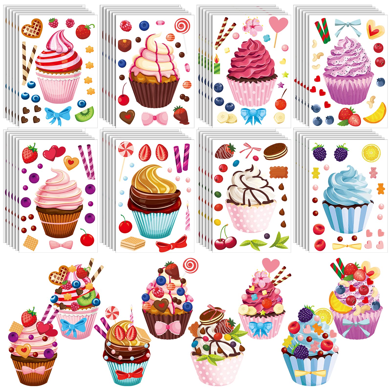 Photo 1 of Karenhi 48 Sheets Scented Cupcake Stickers Scratch and Sniff 