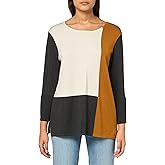 Multiples Womens Three Quarters Sleeves Jewel Neck Color Block Sweater Top