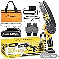Saker Mini Chainsaw Cordless 6-Inch-Switch Security Lock-Cordless Power Chain Saws-Handheld Small Chainsaw for Cutting Wood Trimming and Woodworking- Mini Chain Saw Cordless with 1 Battery