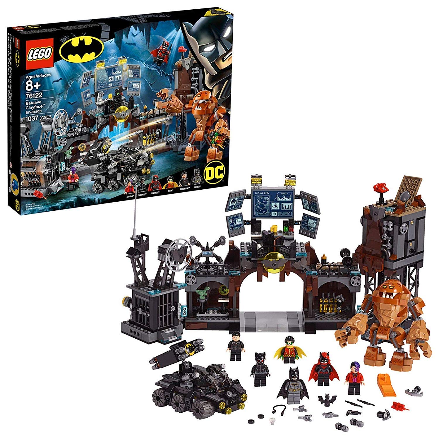 LEGO® DC Comics Super Heroes - The Invasion of the Batcave by Clay Mouth, Batman Universe with 6 Figures Super Heroes Toy DC Comics Child, 76122, Multi-Colour