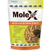 MoleX Mole Control Bait Pellets for Moles &ndash; Poison Free, Pet Safe | Indoor &amp; Outdoor Use Pellets |8 oz. Bag