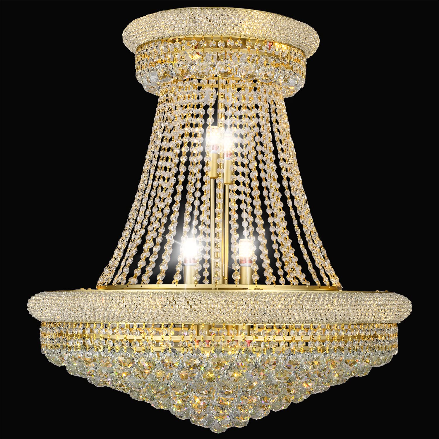Photo 1 of ***USED, MISSING PARTS AND IT IS NOT KNOWN IF IT WORKS AT 100%***Uboxin Luxury Gold Crystal Chandelier 20-Light, Empire Crystal Chandelier Light Fixture Ceiling Haning Chandelier Crystal Pendant Light for Living Room Dinning Room Stair (32in-20 Lights, Go