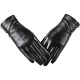 alqqas Womens Winter Leather Gloves Touch Screen Wool Lined Windproof Warm Suede Fashion Dress Gloves