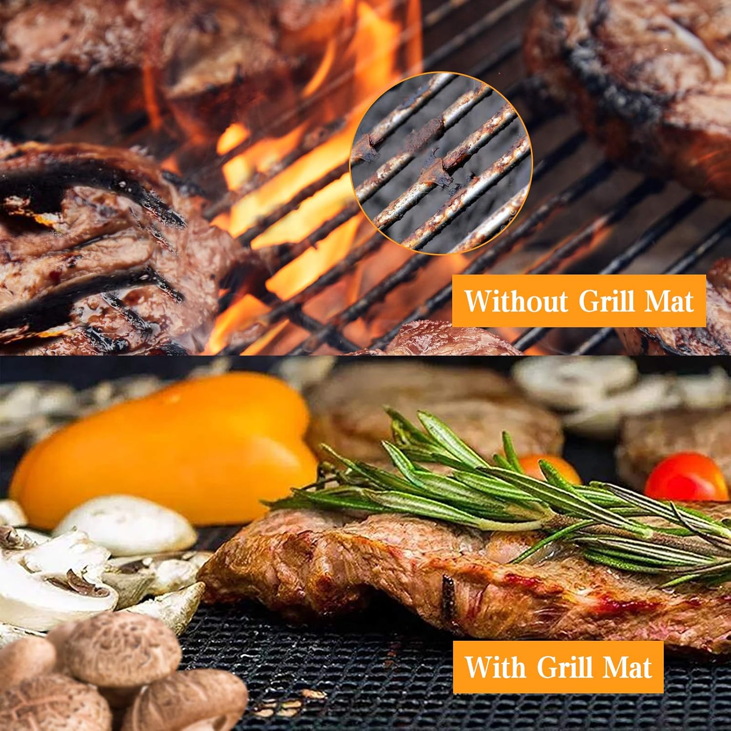 Smaid Grill mesh mat - Non Stick BBQ Grill mats for Outdoor Grill, Reusable BBQ Sheets for Gas Grill，Easy to Clean - Works on Gas, Charcoal, Electric Grill and More, 15.75 x 13 inch, Black : Garden & Outdoor