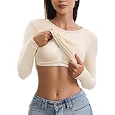 ZeroBound Built-in Shelf Bra Thermal Long Sleeve Top for Women Twist Ruched Side Slim Fit Tees Crew Neck Going Out Shirts