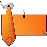 Ghost Golf Magnetic Towel (Caddie) - Premium Ultra-Absorbent Microfiber Golf Towel with Magnet for Golf Carts or Clubs - 18" x 40" Golfing Gear - Waffle Weave Pattern (Orange)