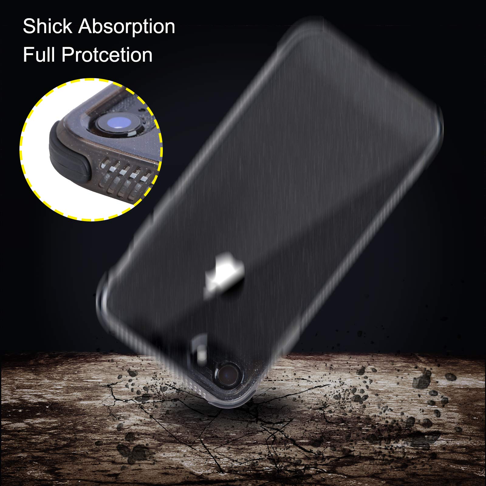 Voilamart iPhone 7 Case, iPhone 7 Case Bling Shiny Cute Pattern Design Sparkle Glitter Anti-Slick/Protective Case for iPhone 7/8 4.7 Inch, Black