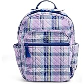 Vera Bradley Women's Cotton Small Backpack, Amethyst Plaid - Recycled Cotton, One Size