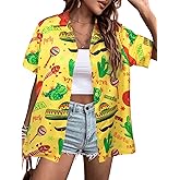 Cinco De Mayo Shirt Women Mexico Mexican Party Hawaiian Shirt Funny Button Down Shirt Short Sleeve Button Up Blouse Tops
