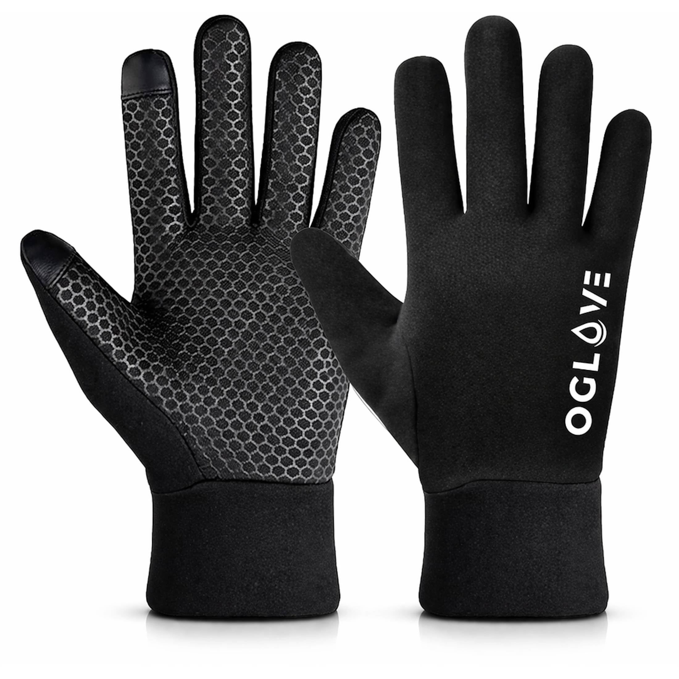OGLOVE Waterproof Football Field Gloves for Adults – Thermal Sports Gloves with Anti-Slip Grip and Touchscreen Fingertips for Football, Rugby, Running and Cycling - Adult Large