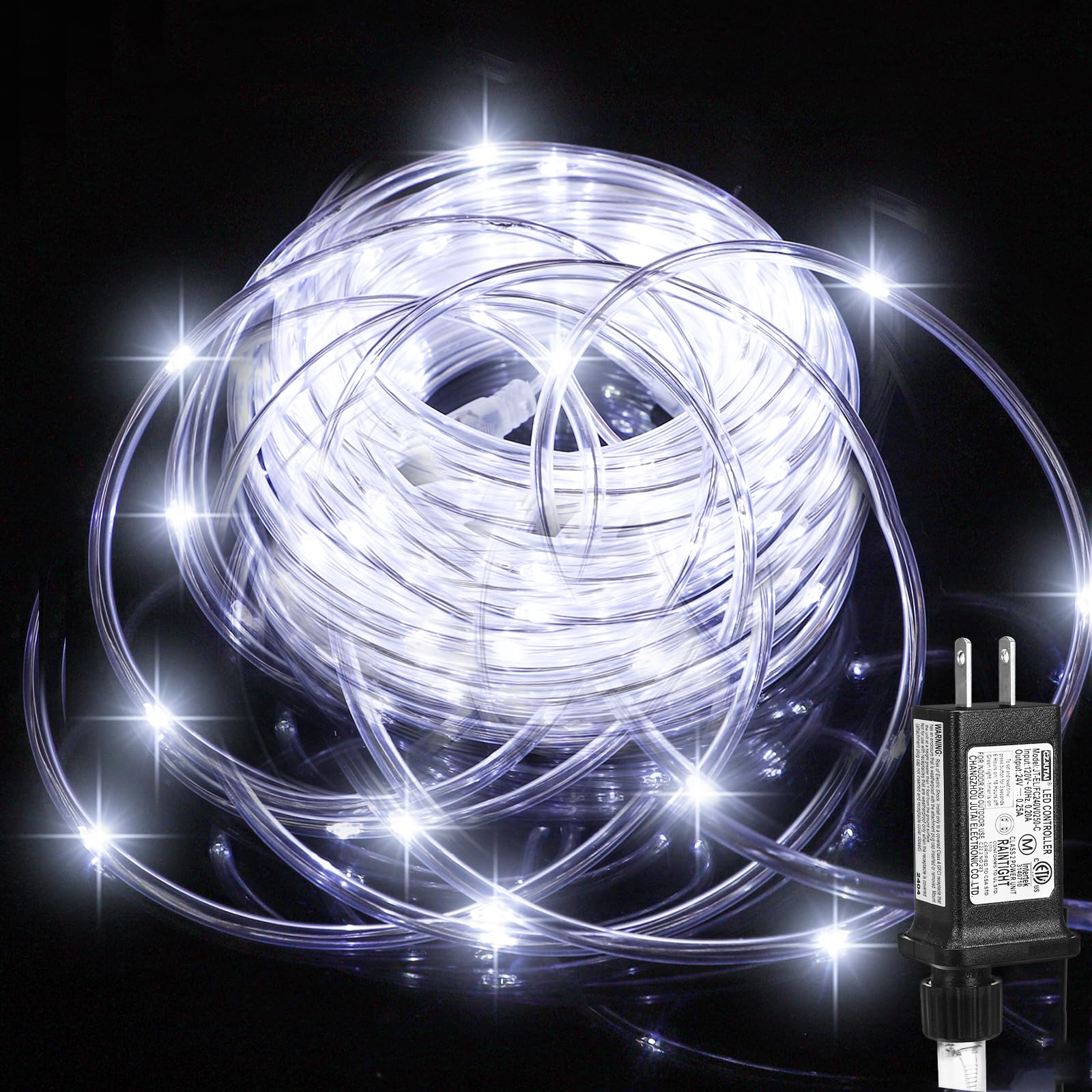 Photo 1 of (New) Rope Lights, 33FT 100LED 8 Modes Outdoor Tube Lights, IP65 Weatherproof Copper Fairy String Lights for Garden Porch Yard Home Wedding Vacation Party New Year Holiday Decoration - White